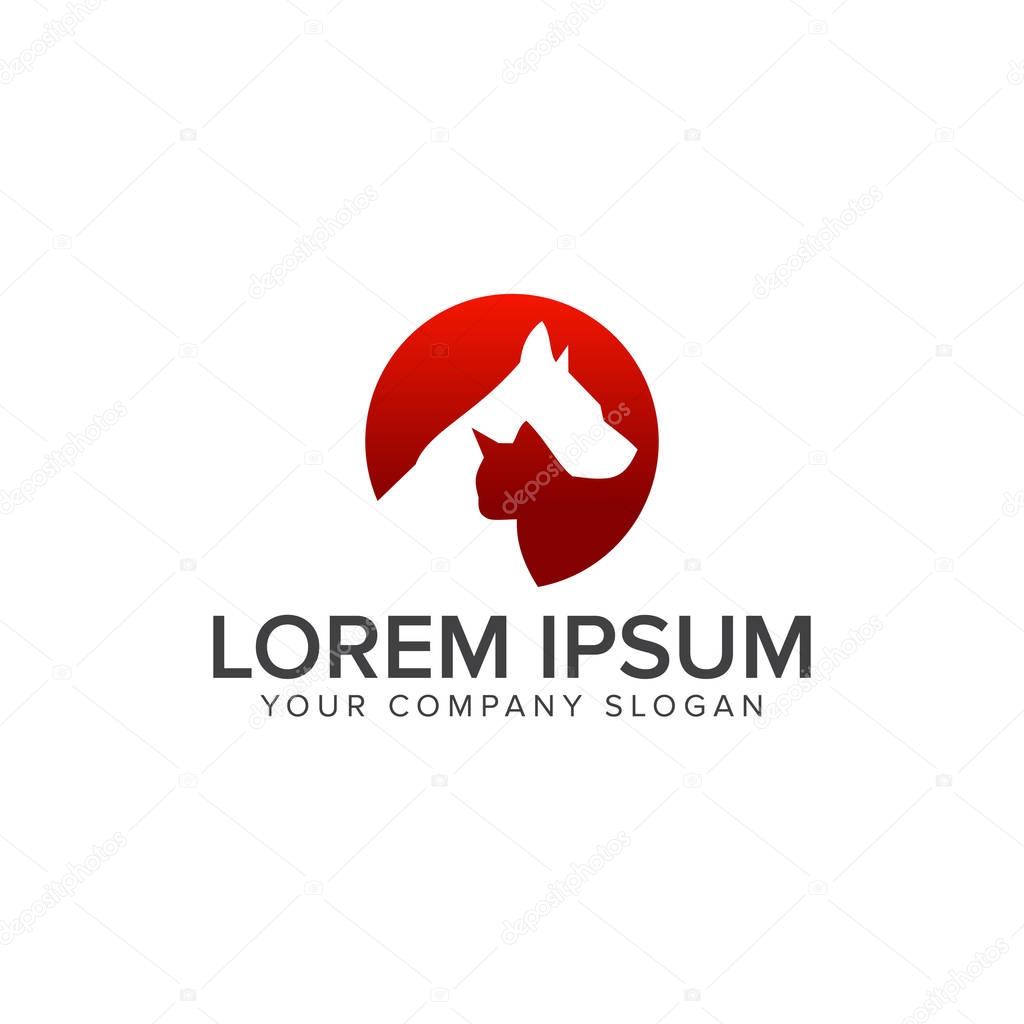 Dog and cat logo. pet care logo design concept template . fully editable vector