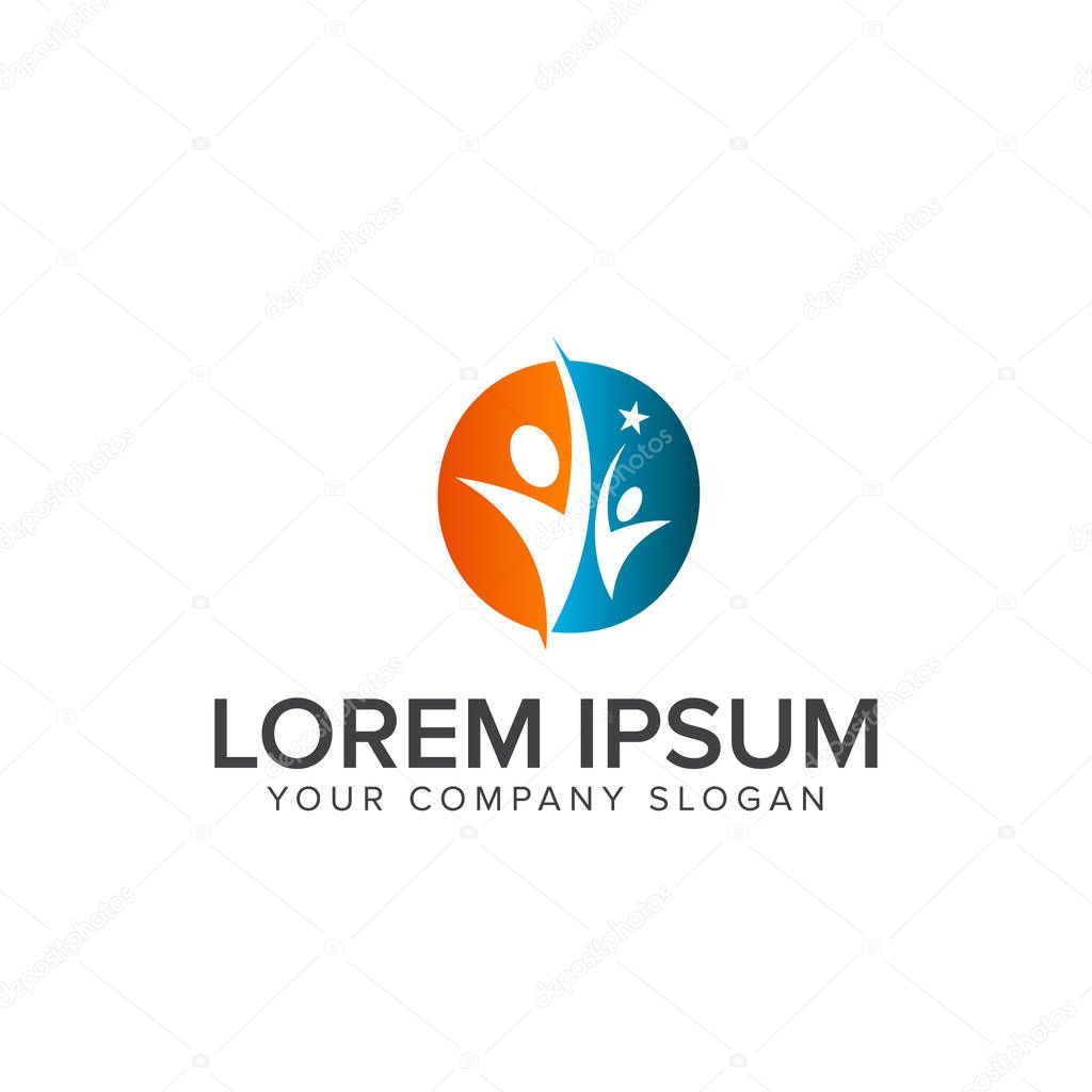 Successful people Logos. partnership support logo design concept template . fully editable vector