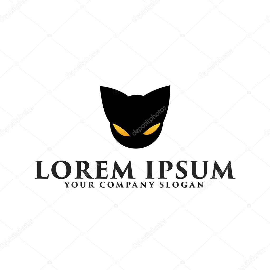 Head black cat logo design concept template . fully editable vector