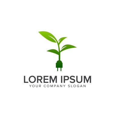 Yeşil elektrik logo. çevre doğa logo tasarım kavramı şablonu