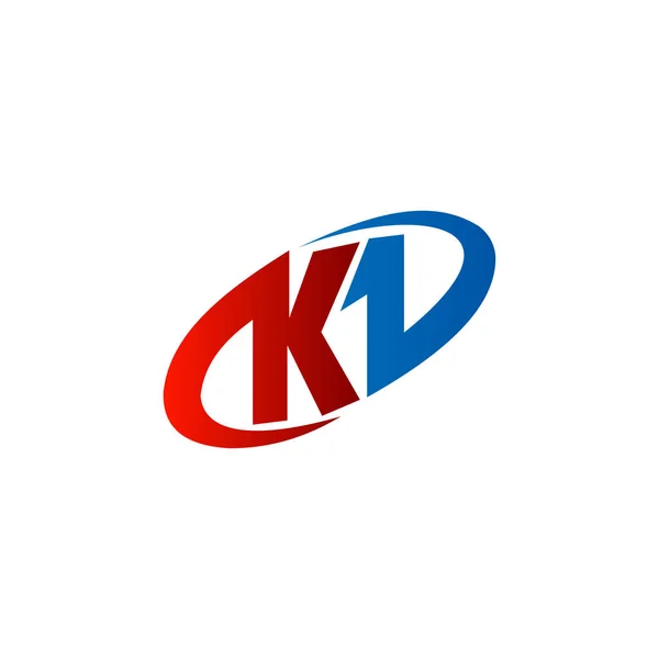 K の文字のロゴ。赤青、サークルのロゴ デザイン コンセプト テンプレート — ストックベクタ