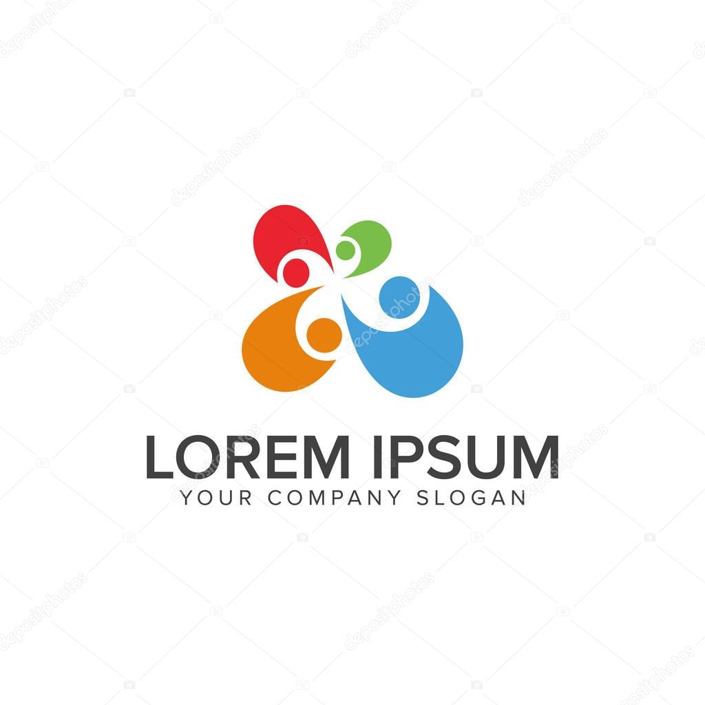 People teamwork logo design concept template . fully editable vector