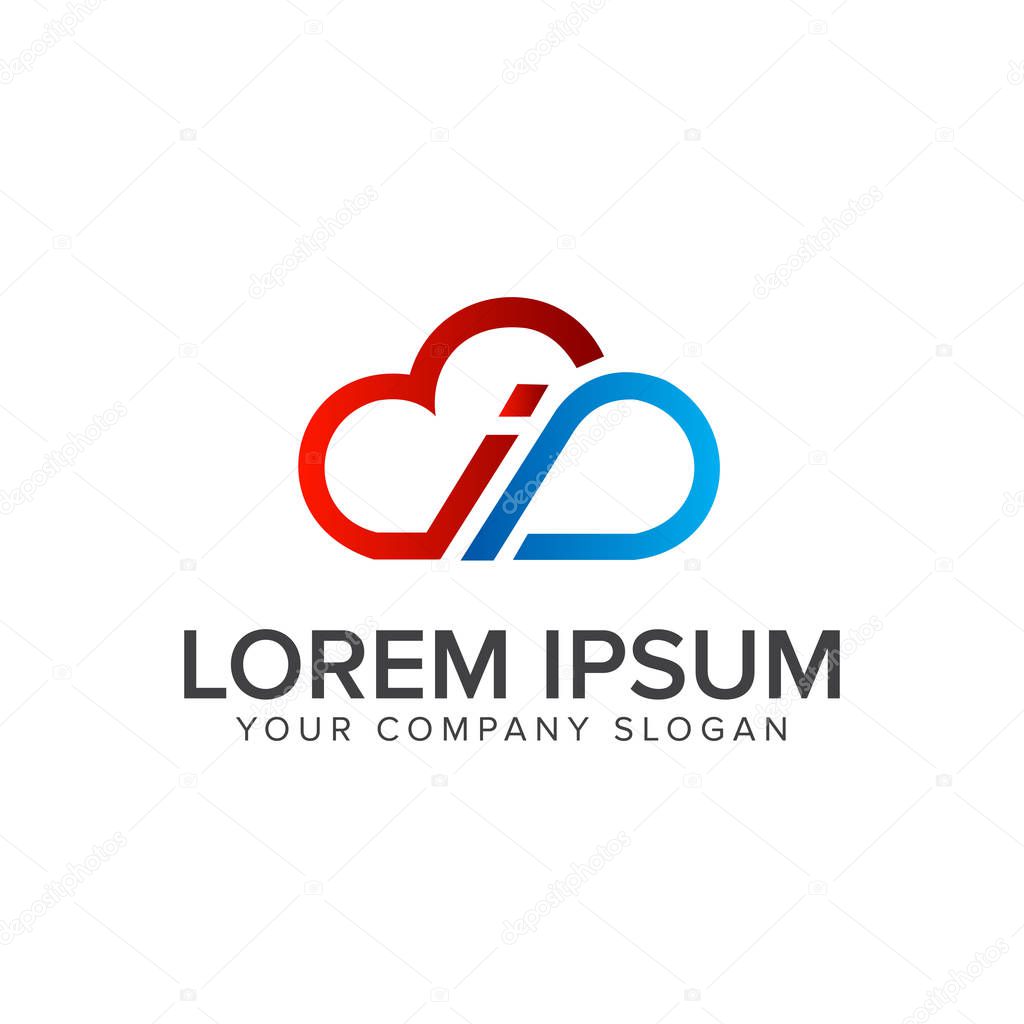 Cloud technology logo design concept template. fully editable vector