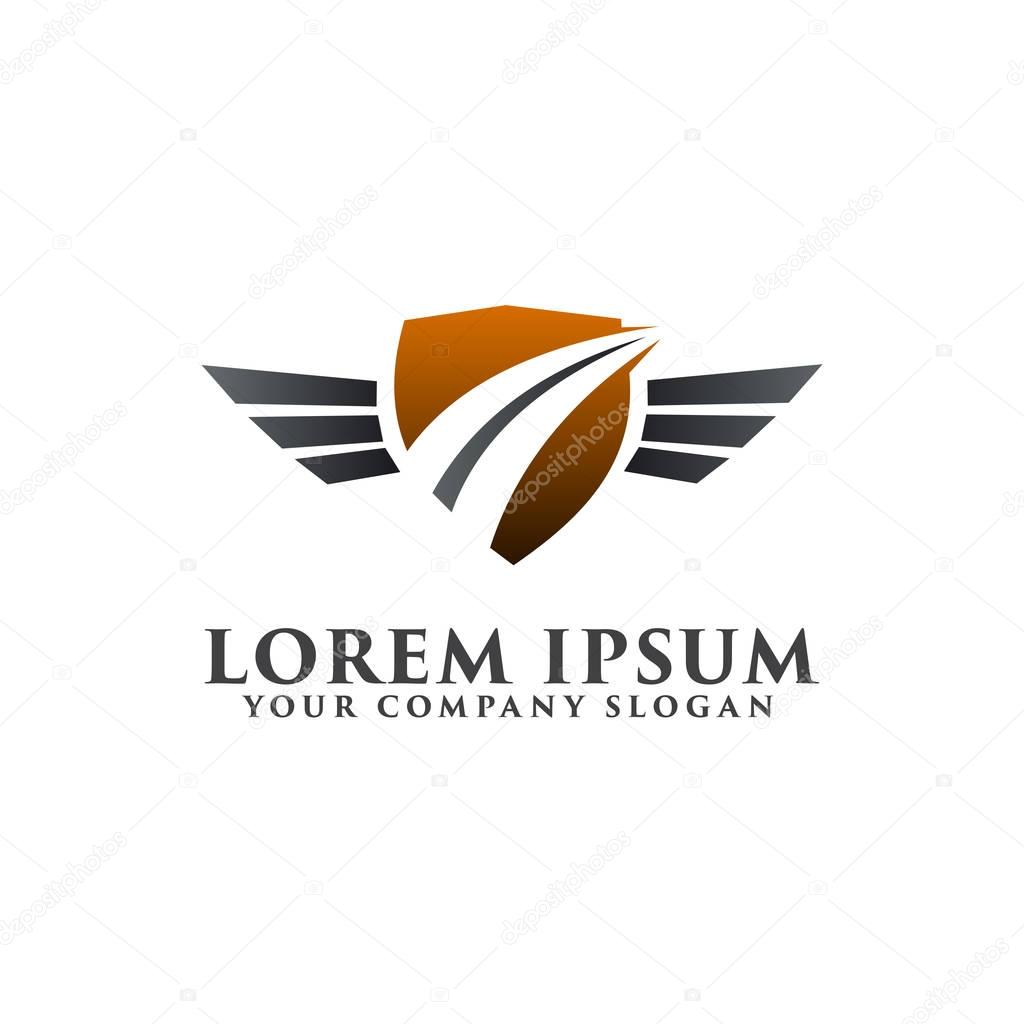 Road security logo. safe driving logo design concept template. fully editable vector
