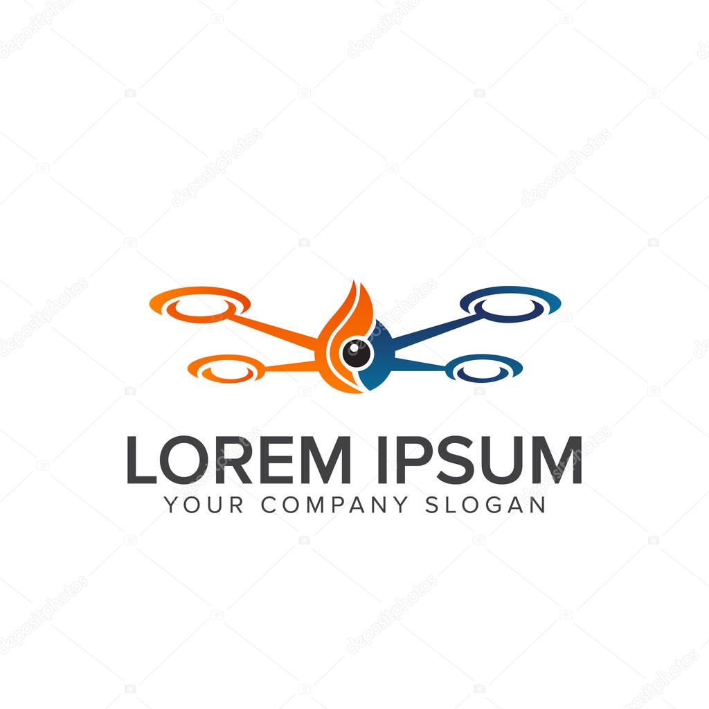Drone logo design concept template. fully editable vector