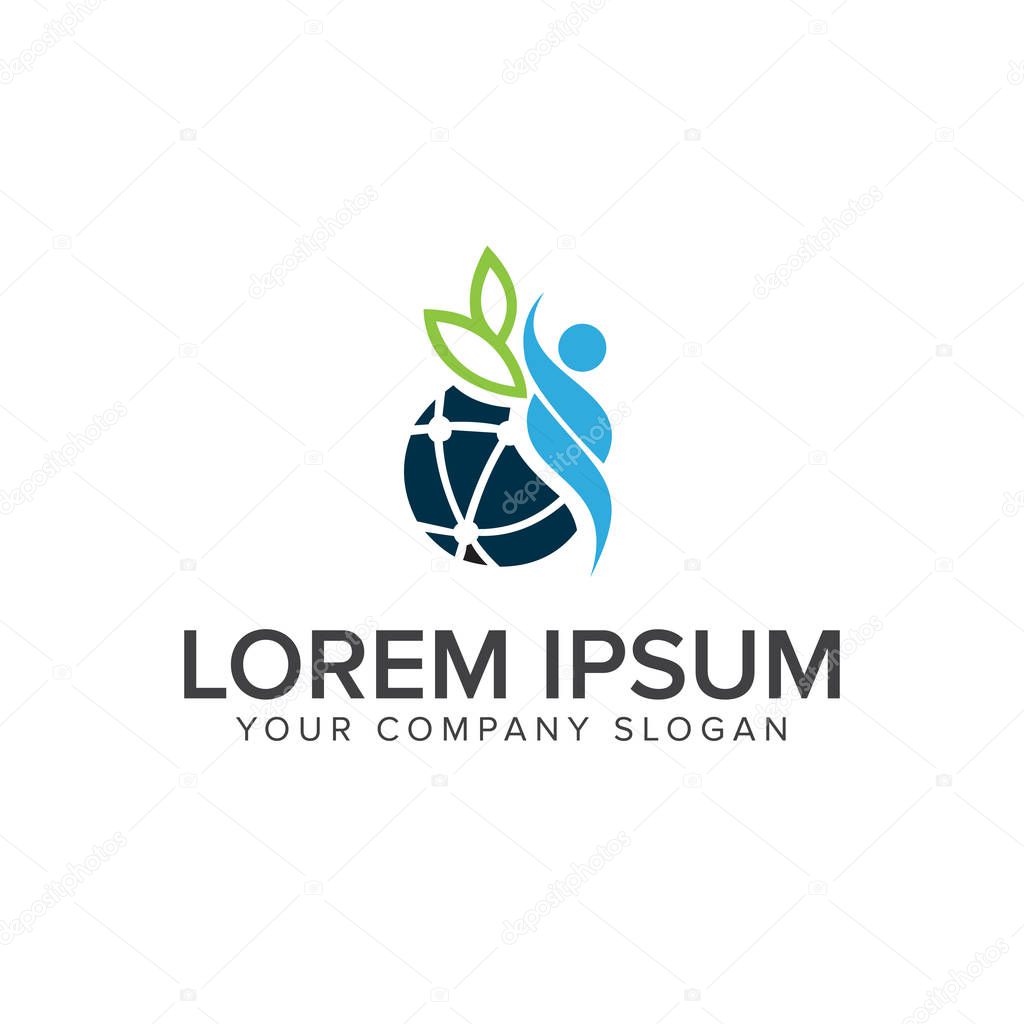 People globe logo design concept template. fully editable vector