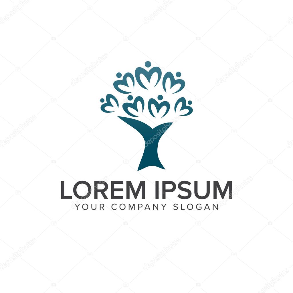 Tree people Logos design concept template. fully editable vector