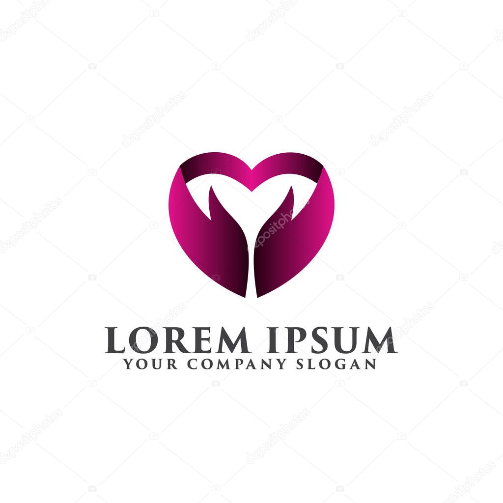 Hand love logo design concept template. fully editable vector