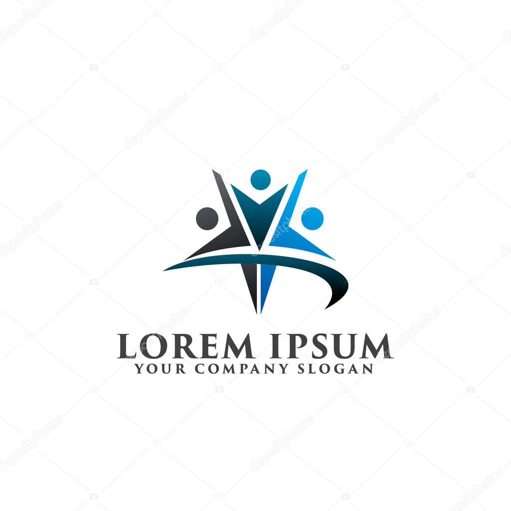 Star people Logos. success people logo design concept template. fully editable vector