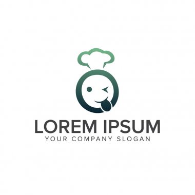Gülen yüz baş logo. Restoran logo tasarım konsepti