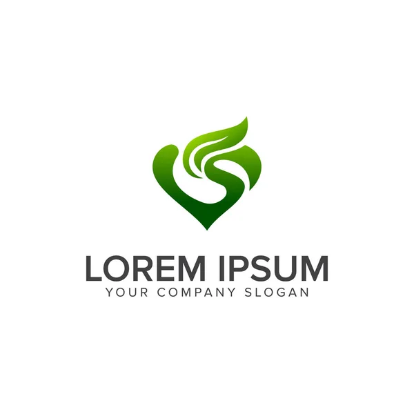 Liebe grünes Logo Design-Konzept — Stockvektor