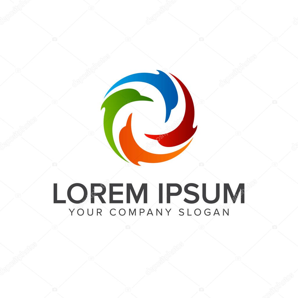 Dolphin logo design concept template. fully editable vector