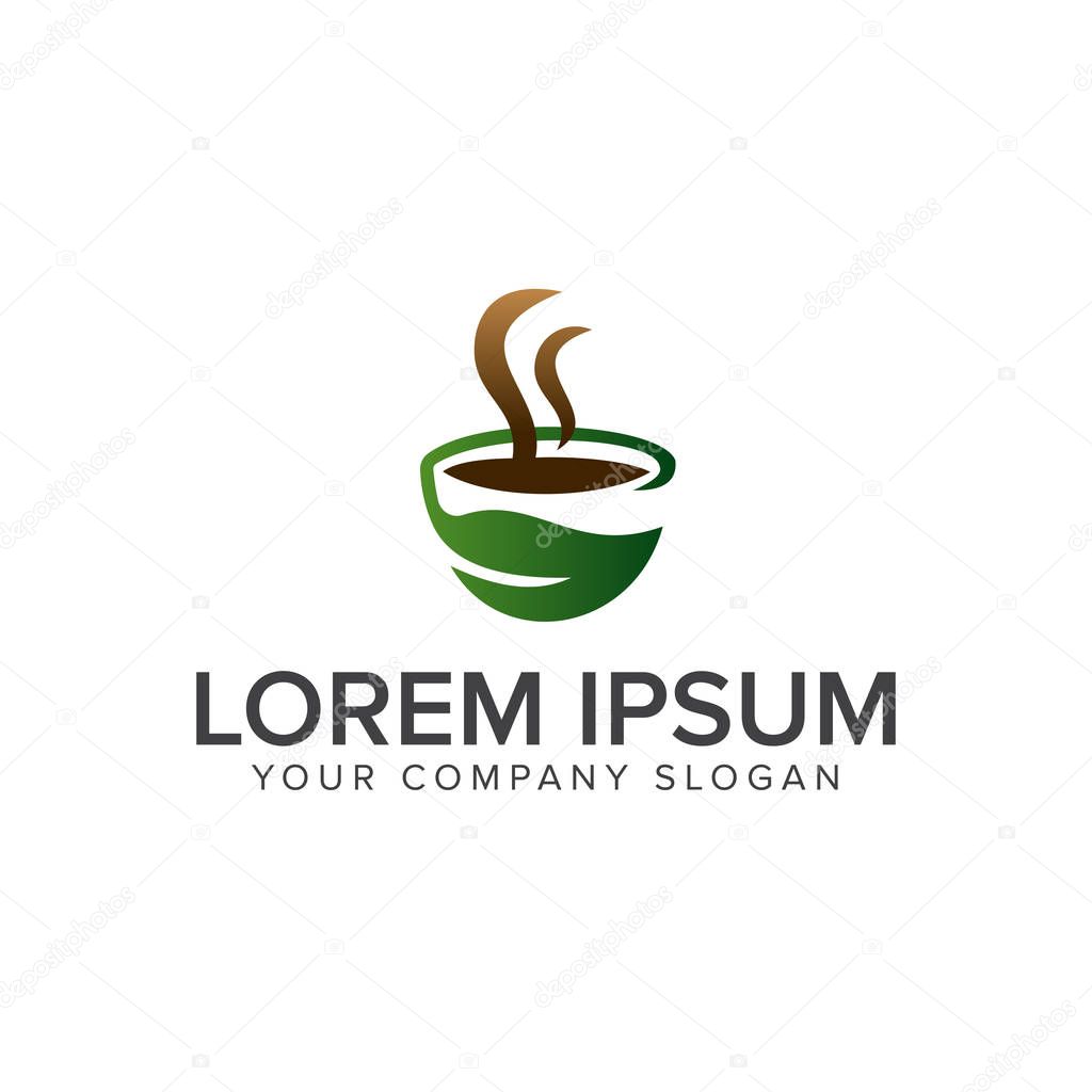 Green Coffee logo design concept template. fully editable vector
