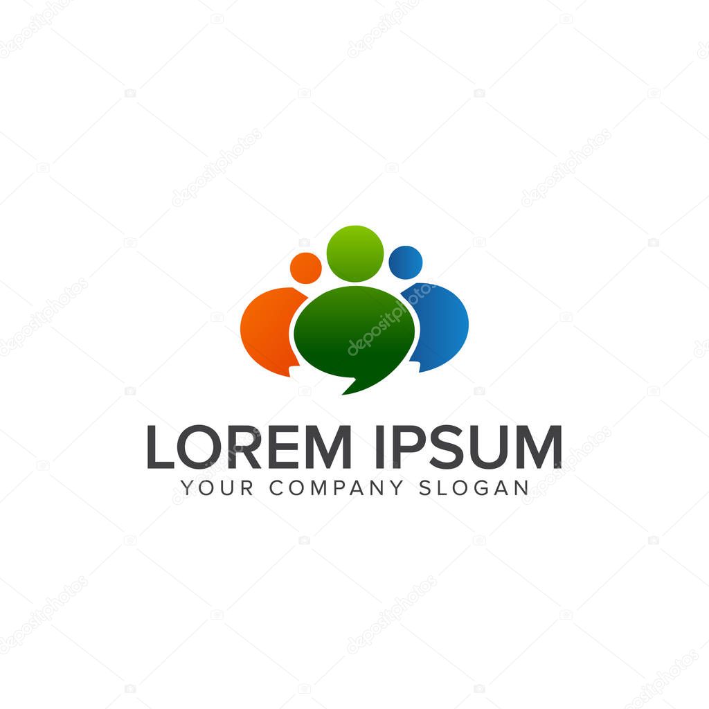 Network communication people logo design concept template. fully editable vector