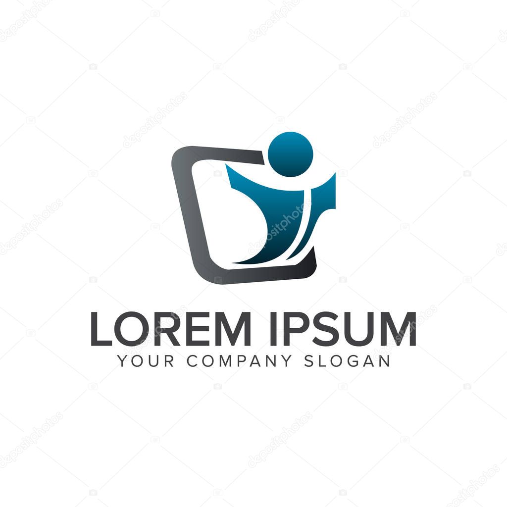 Launch people startup people logo design concept template. fully editable vector