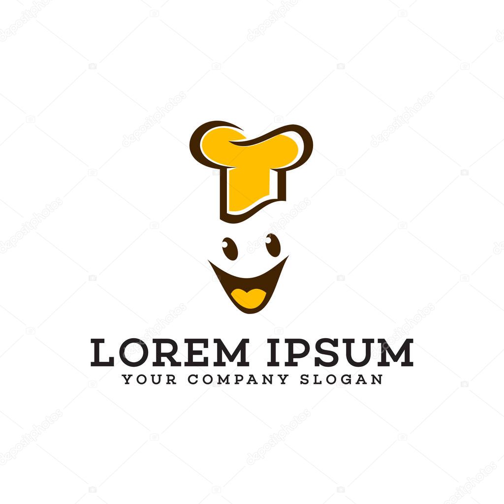 Chef smile logo design concept template. fully editable vector