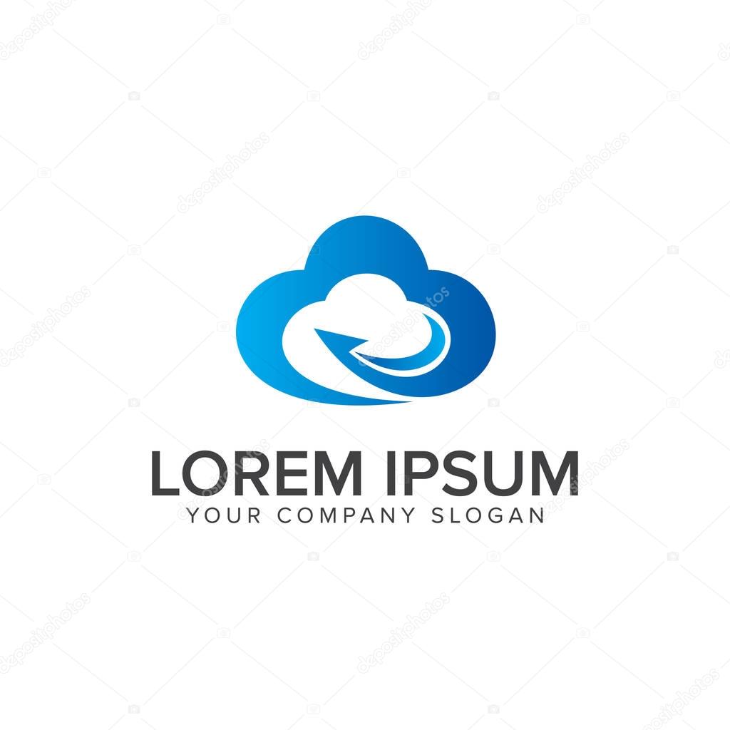 Technology Cloud logo design concept template. fully editable vector