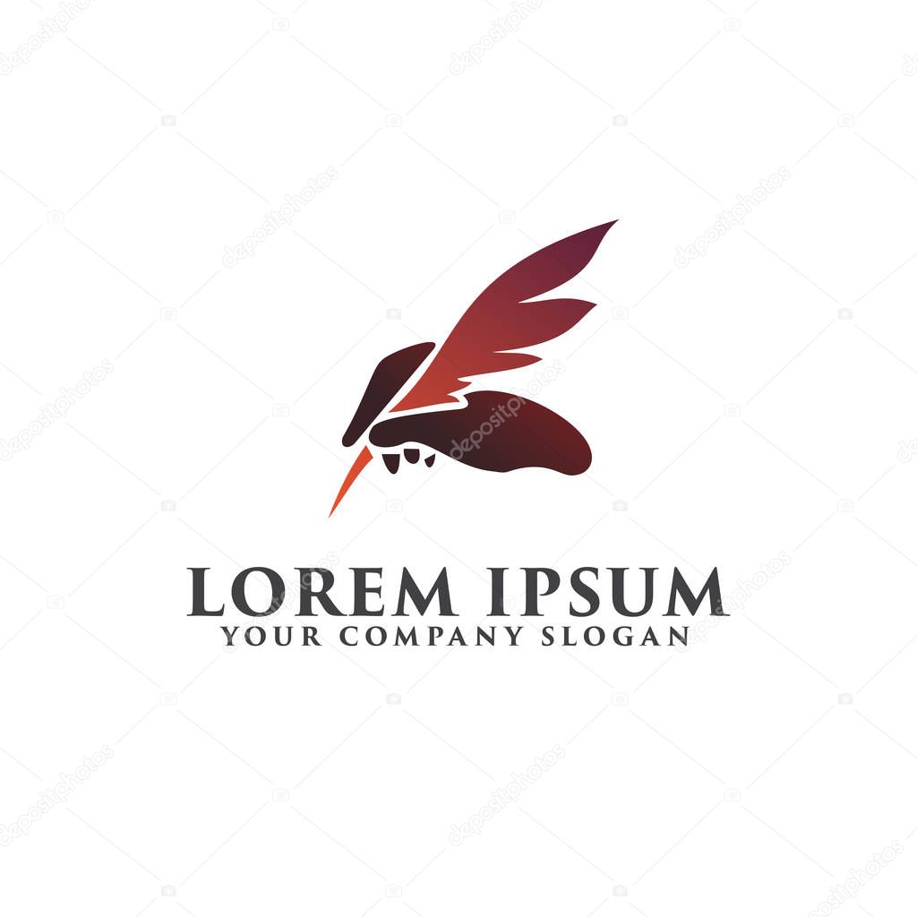 Feather pen holding logo design concept template. fully editable vector
