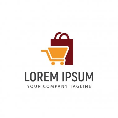 Alışveriş çantası ve atımı logo tasarım konsepti