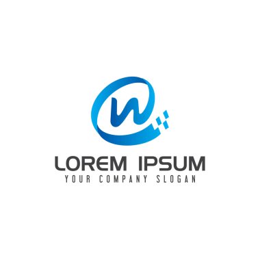 harf W teknoloji logo tasarım konsepti