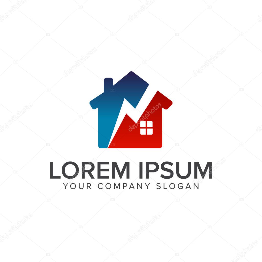 Real estate electrical logo design concept template. fully editable vector