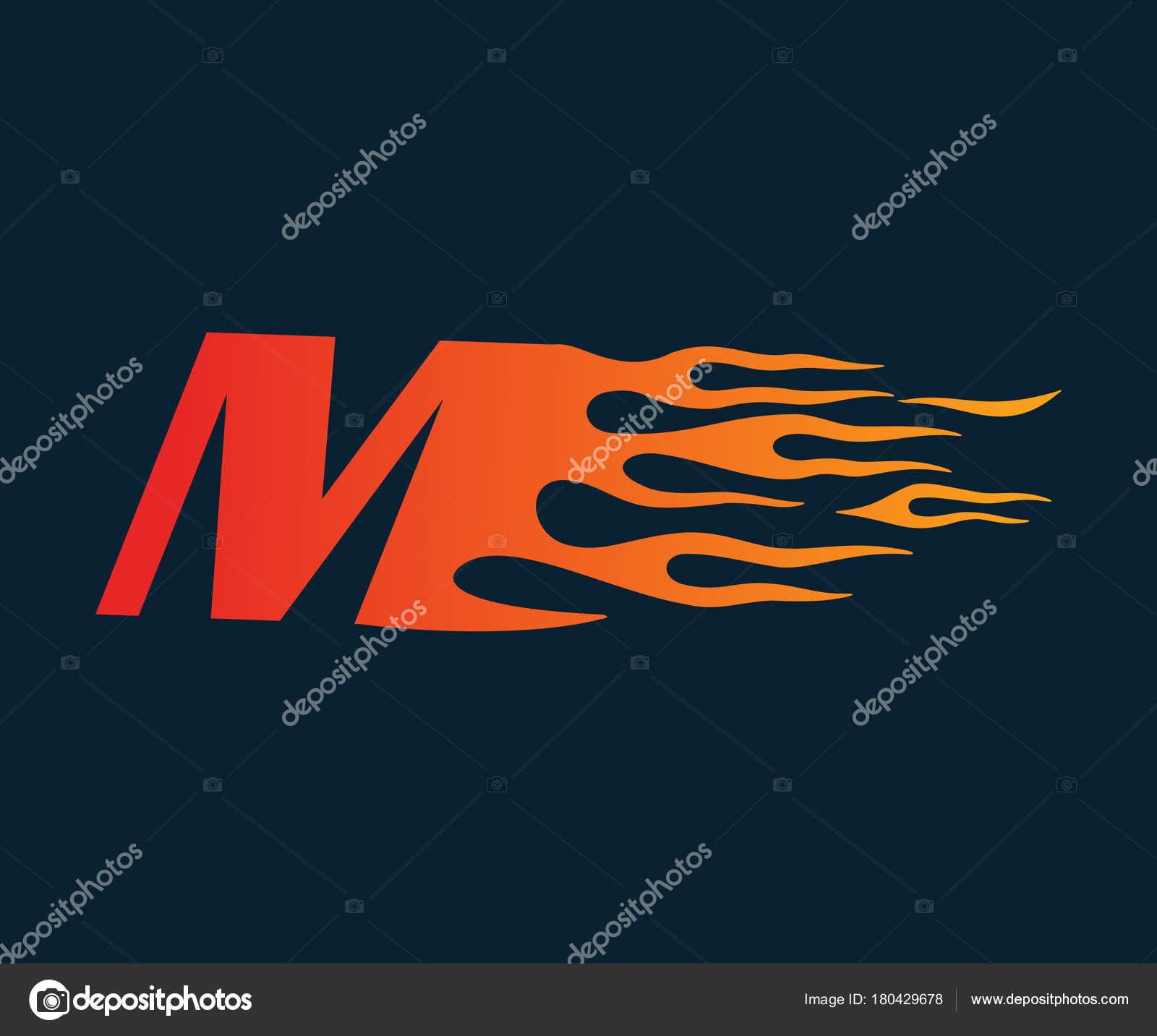 Letter M Flame Logo Speed Logo Design Concept Template