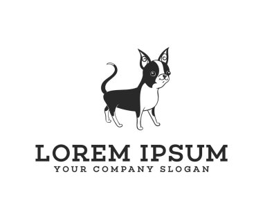 Köpek logosu hazır. evde beslenen hayvan köpek logo logo tasarım kavramı şablonu