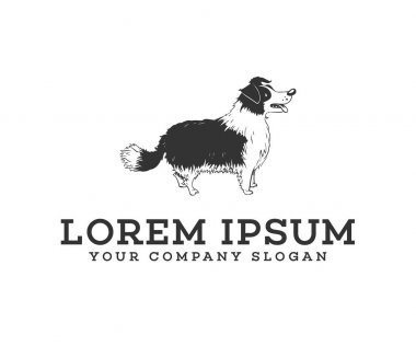 Köpek logosu hazır. evde beslenen hayvan köpek logo tasarım kavramı şablonu