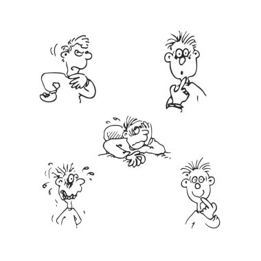 duyguların yüzleri çizgi film karakterleri vektör. Vektör çizim ayarla