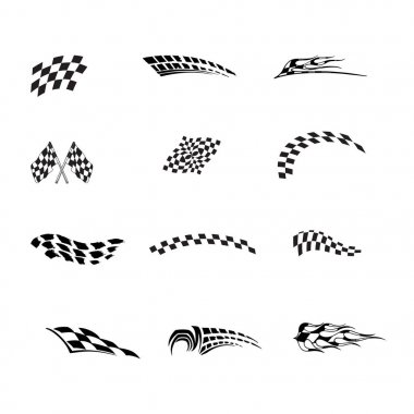 Koleksiyonu kümesi vektör damalı yarış bayrağı splatters