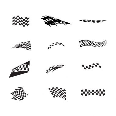 Koleksiyonu kümesi vektör damalı yarış bayrağı splatters