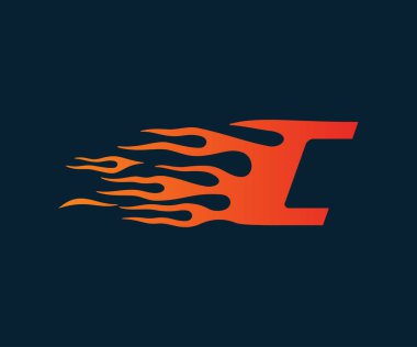 C harfi alev Logo. hız logo tasarım kavramı şablonu
