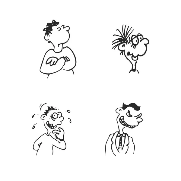 Συναισθήματα πρόσωπα διανυσματικά χαρακτήρες κινουμένων σχεδίων. Σετ εικονογράφηση διάνυσμα — Διανυσματικό Αρχείο