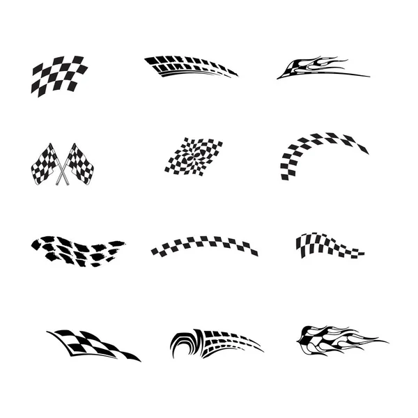 Vector of checkered racing flag splatters collection set — Stock Vector