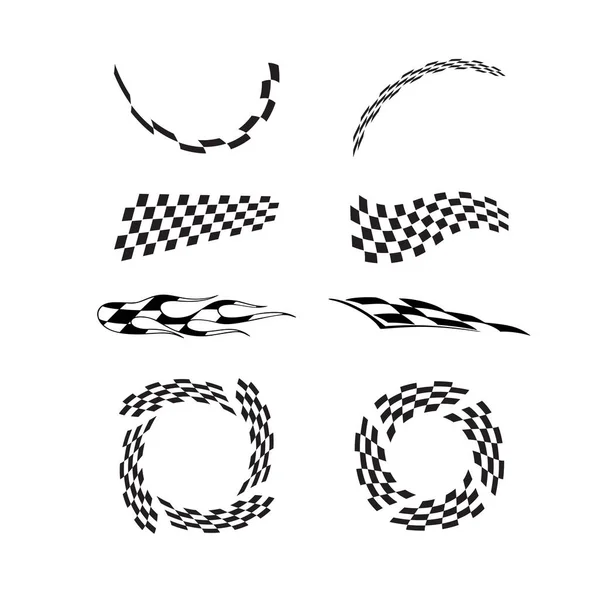 체크 무늬 경주 플래그의 벡터 컬렉션 집합을 뿌려 놓은 것 요 — 스톡 벡터