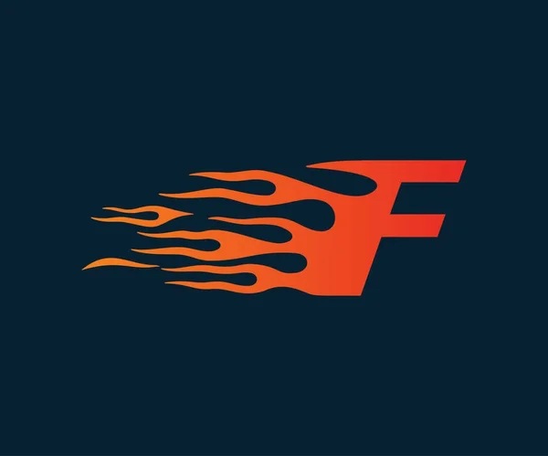 Letra F Flame Logo. Plantilla de concepto de diseño logo velocidad — Archivo Imágenes Vectoriales