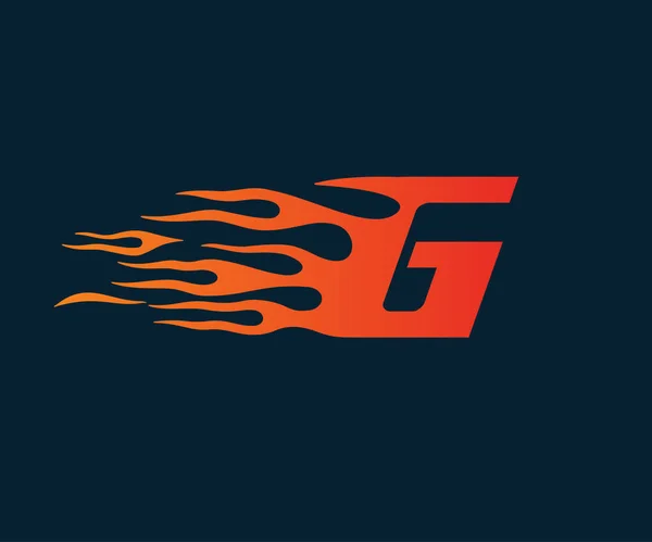 Літера G полум'я Логотип. шаблон концепції дизайну логотипу швидкості — стоковий вектор