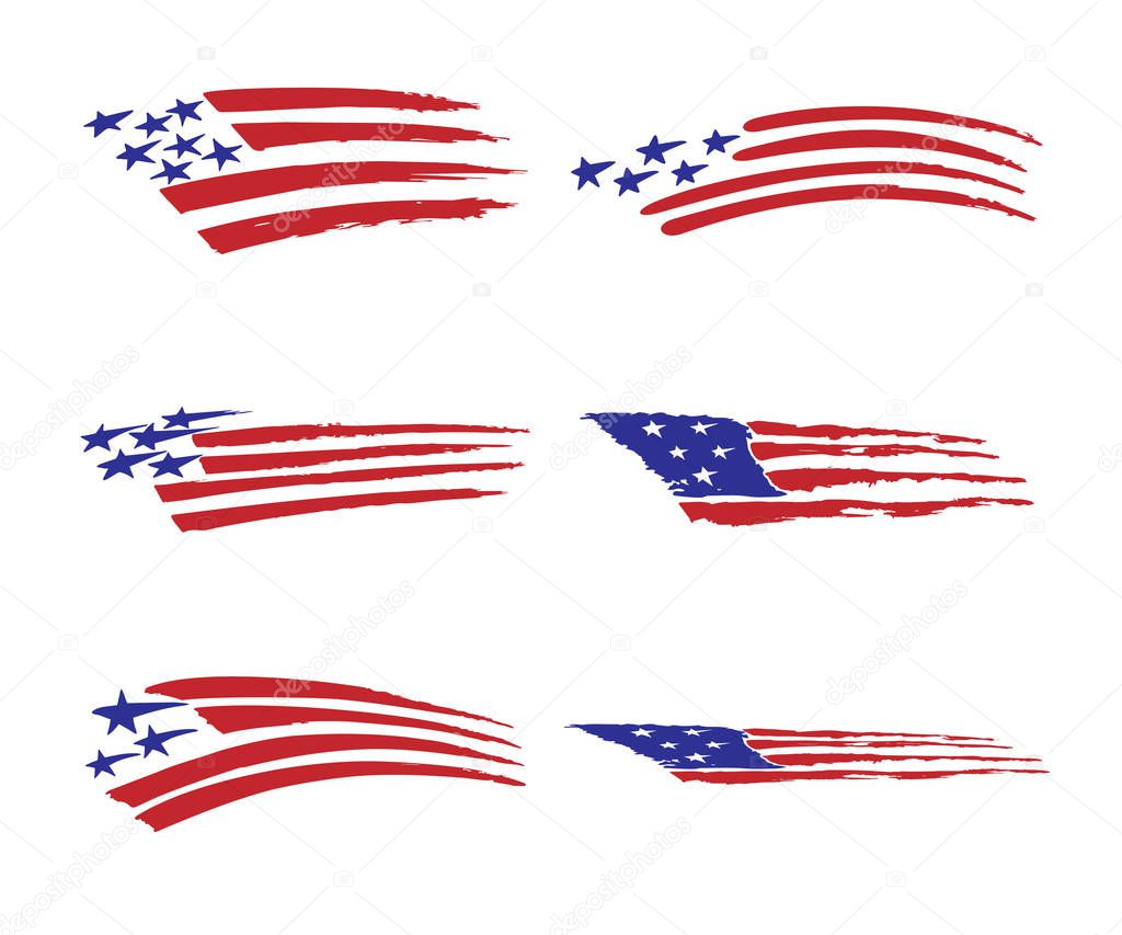 america flag vehicle graphic Vector Illustration set