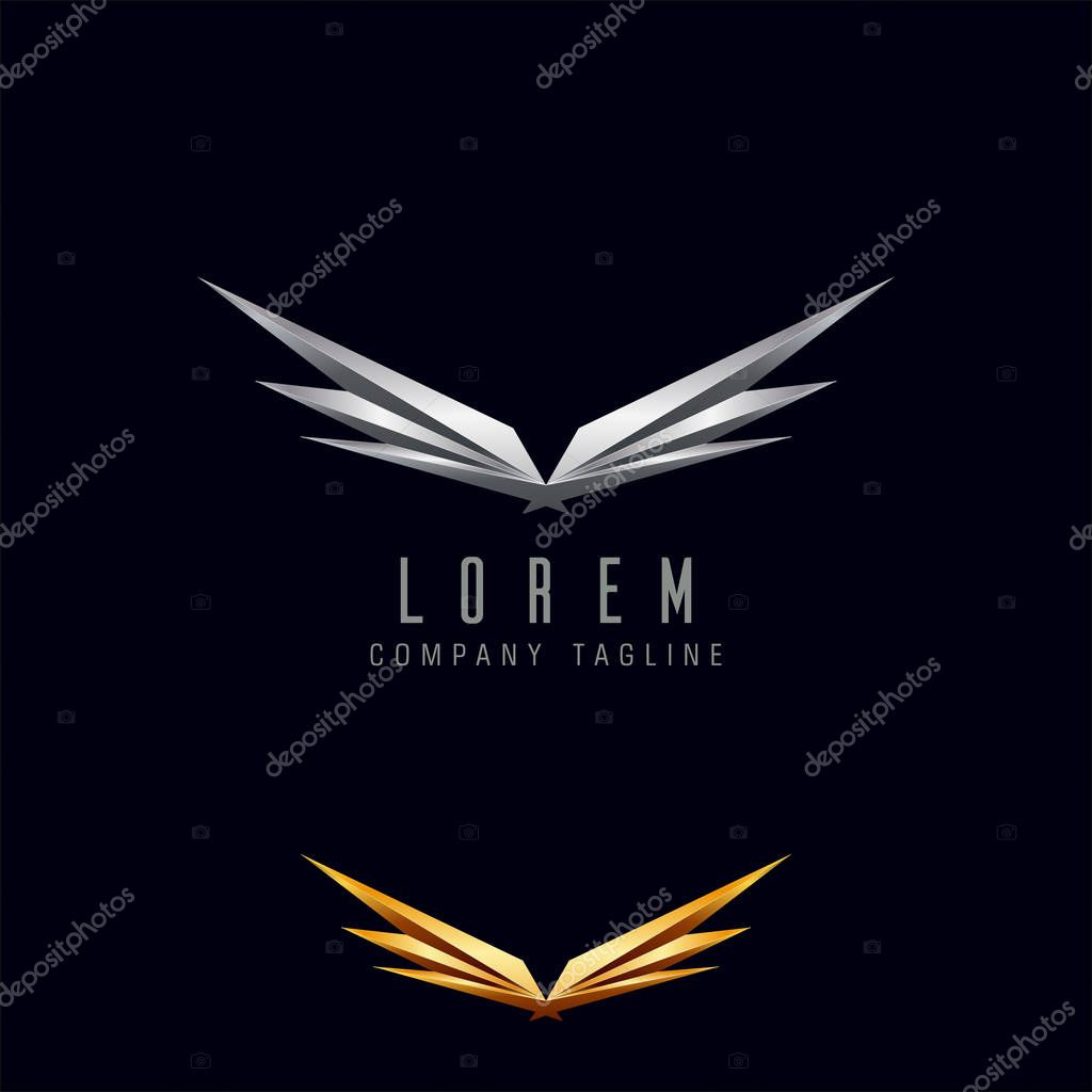 Luxury wings logo design concept template . fully editable vector
