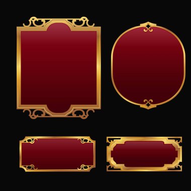 3d dekoratif kırmızı altın çerçeve koleksiyonu ile etiketleri ayarlama