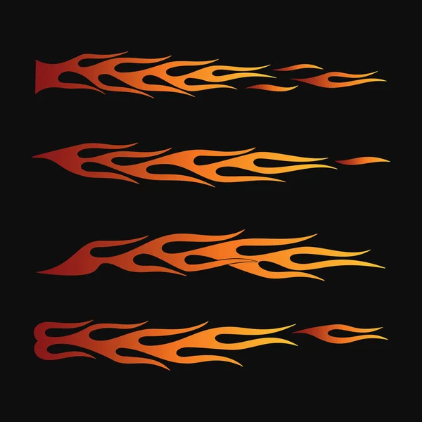 Fire flames in tribal style for tattoo, vehicle and t-shirt decoration design. Vehicle Graphics, Stripe, Vinyl Ready collection set — Stock Vector