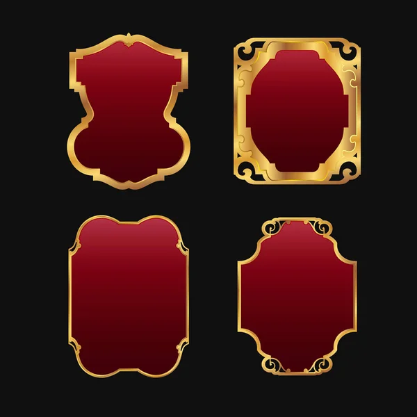 Etiketten met decoratieve rode gouden frames-collectie met 3d instellen — Stockvector