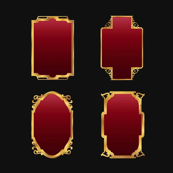 Etiquetas con 3D decorativo marcos de oro rojo conjunto de colección — Vector de stock