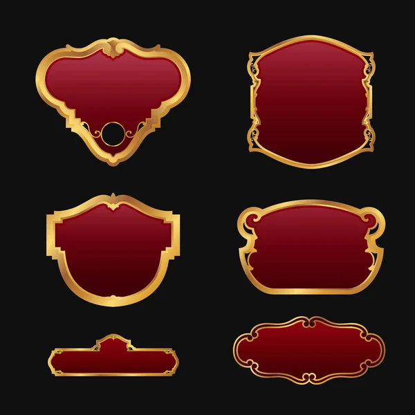 3 d の装飾的な赤い黄金 frames コレクションを使用してラベルを設定します。 — ストックベクタ