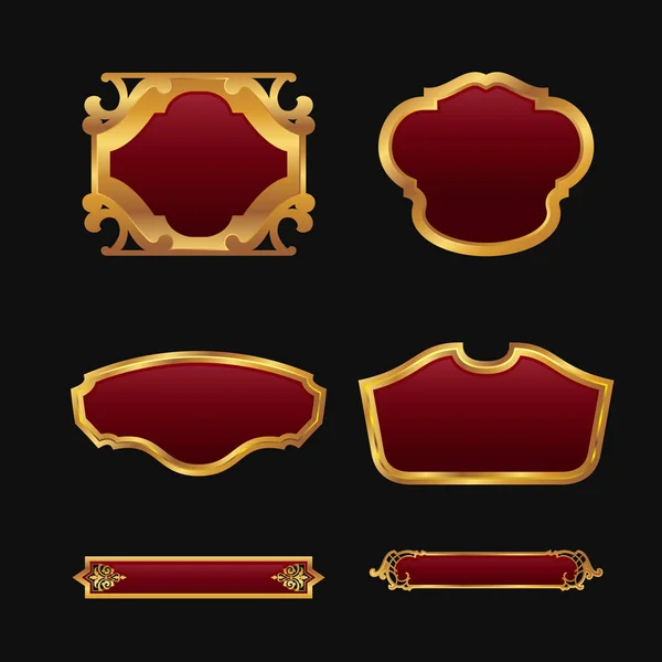 Etiquetas com conjunto de coleção de molduras douradas vermelhas decorativas 3D —  Vetores de Stock
