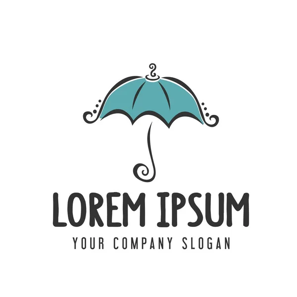 Cute sweet umbrella logo. hand drawn style design concept template — Stock Vector