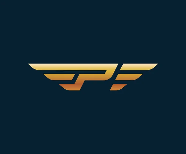 文字 P 翼ロゴ デザイン コンセプト テンプレート — ストックベクタ