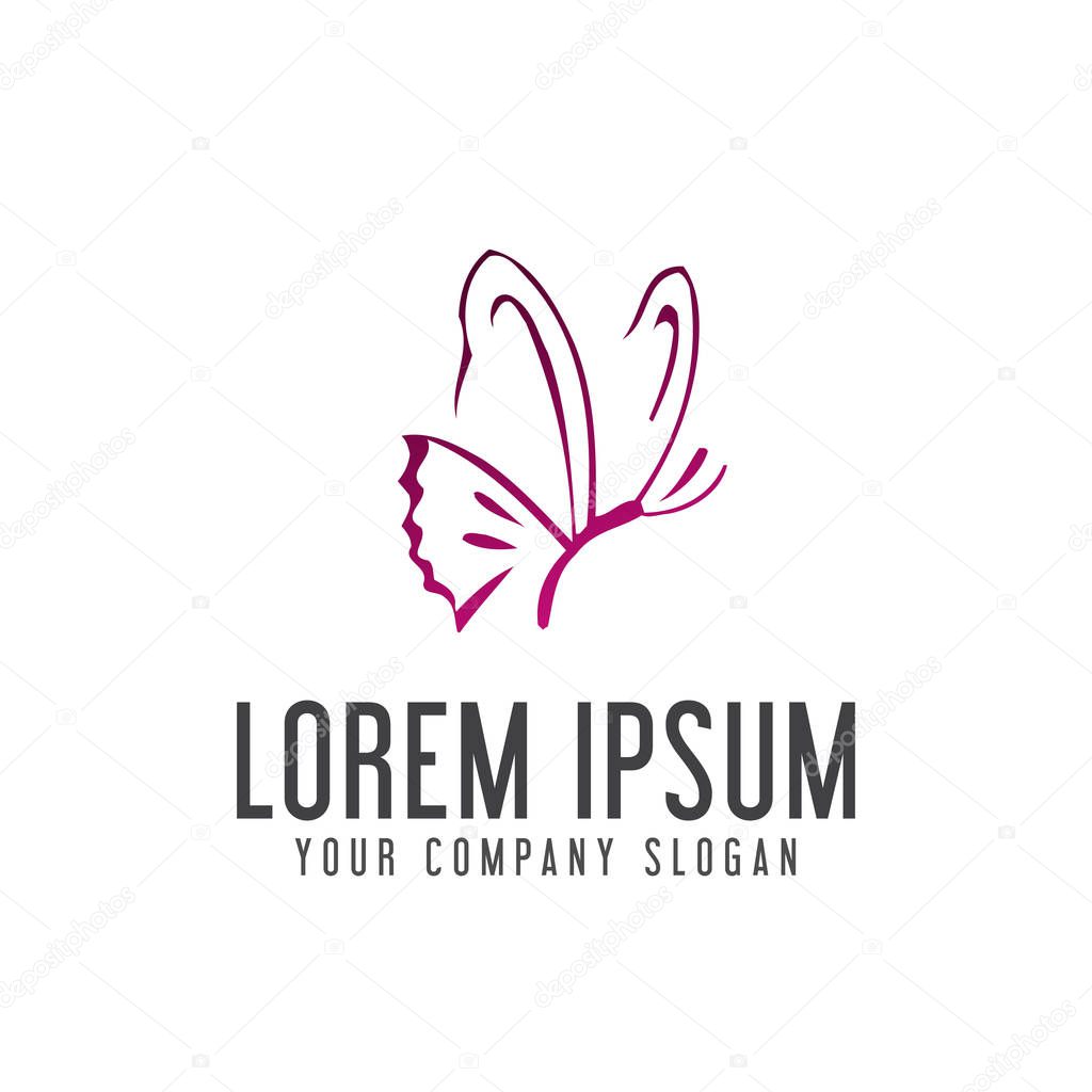 Butterfly logo. handrawn style design concept template . fully editable vector
