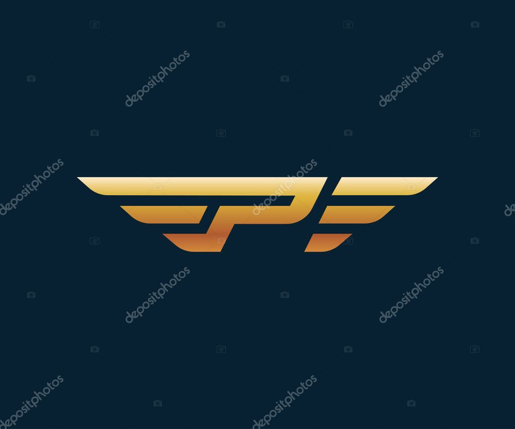 Letter P wing logo design concept template. fully editable vector