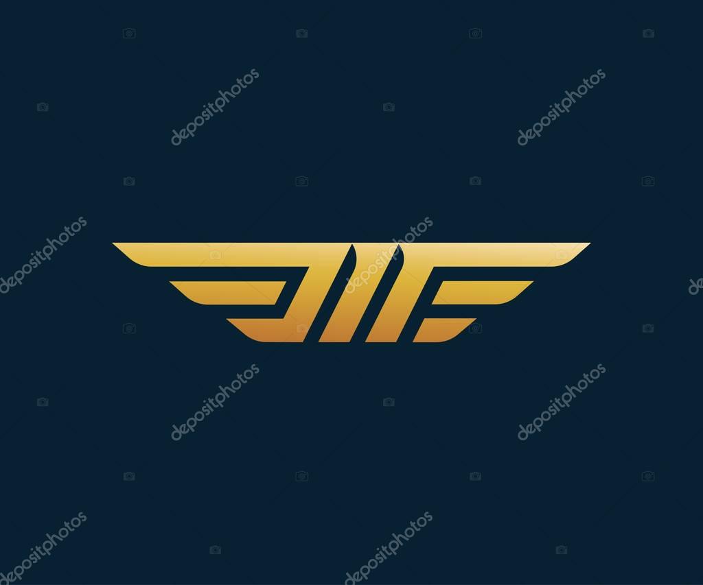 Letter M wing logo design concept template. fully editable vector